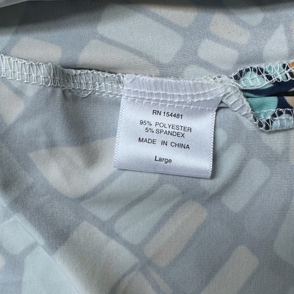 Business Casual Office Shirt Dress Jean-Pierre Klifa Mosaic Print Sz L Spring - Picture 9 of 10